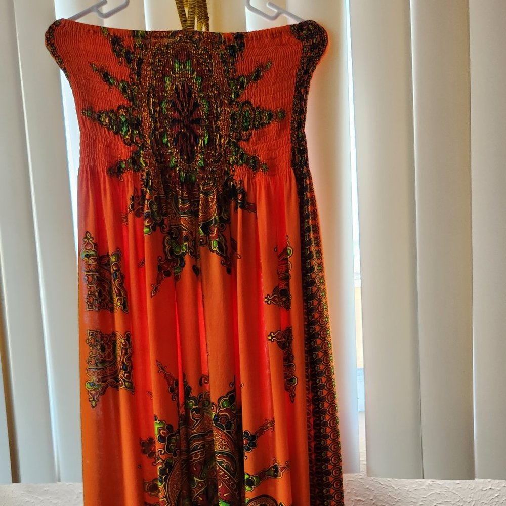 JACKPOT LONG SUMMER DRESS ORANGE SIZE FITS MOST